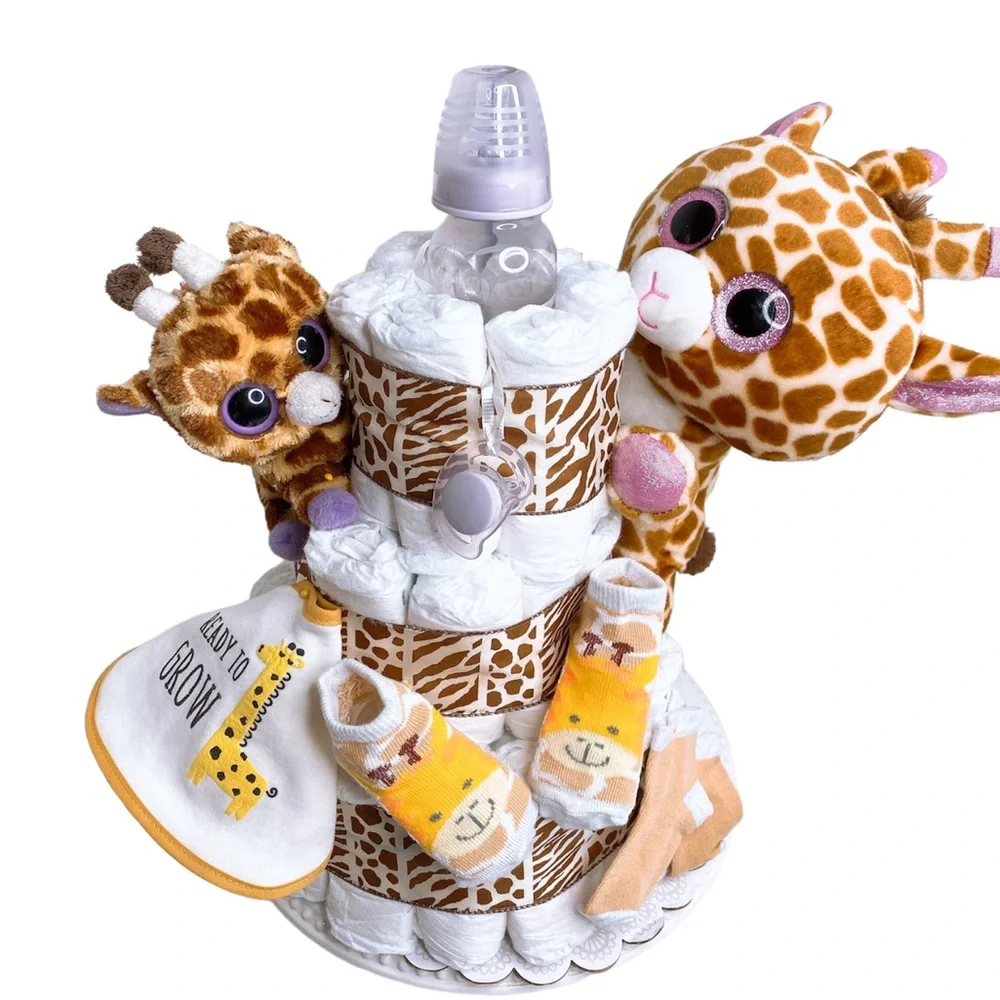 Safari Diaper Cake, Giraffe Diaper Cake